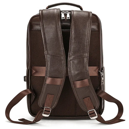 Genuine Leather Men's Backpack – Large Brown & Black