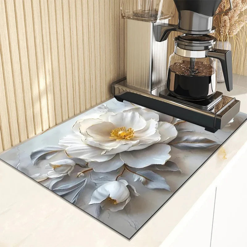 Vikama Waterproof Heat Resistant Countertop Mat Stain Resistant 3d Peony Kitchen Pad - Waterproof
