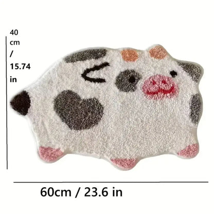 Cute Cow Fluffy Area Rug – Non-Slip Bedroom Floor Mat