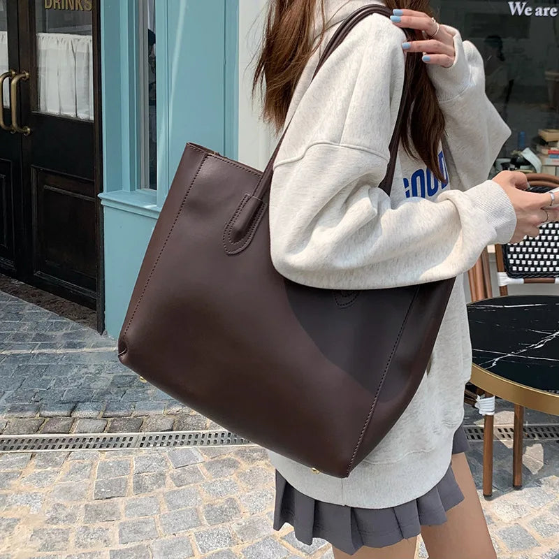 Vintage Korean Large Capacity Commuter Tote Bag