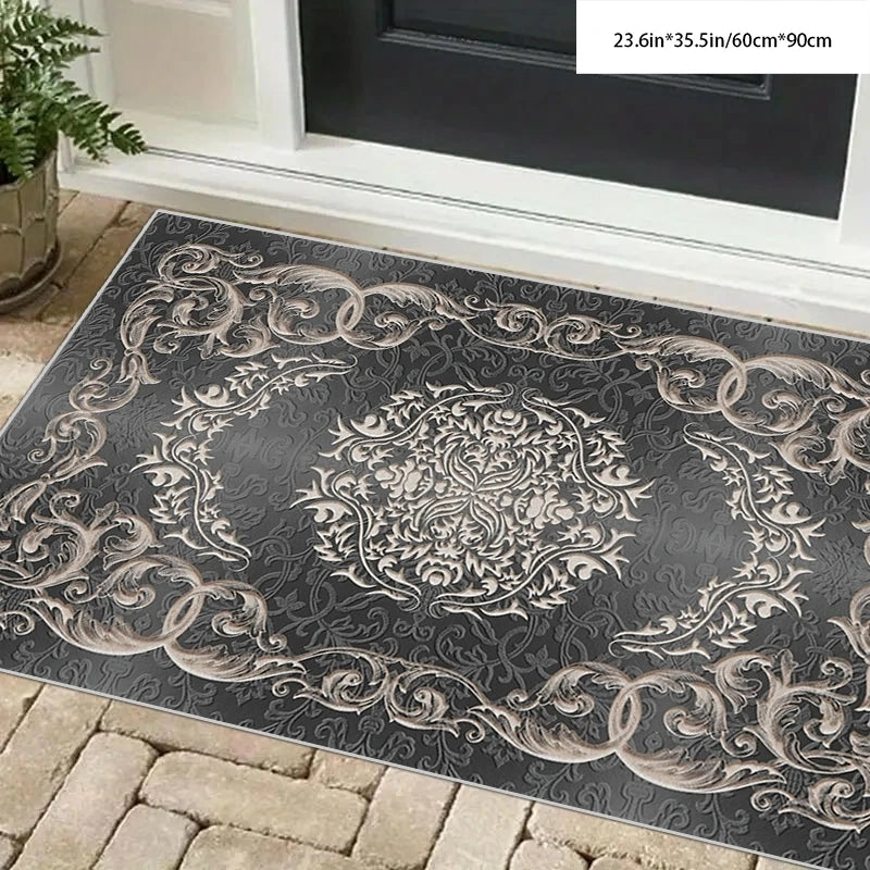 Bohemian Geometric Area Rug – Non-Slip Floral Medallion Carpet for Living Room & Bedroom