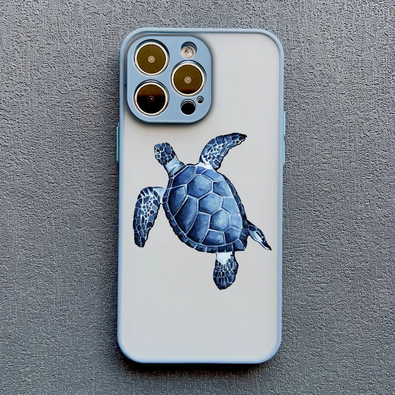 iPhone Case Ocean Wave Frosted with Camera Lens Protection