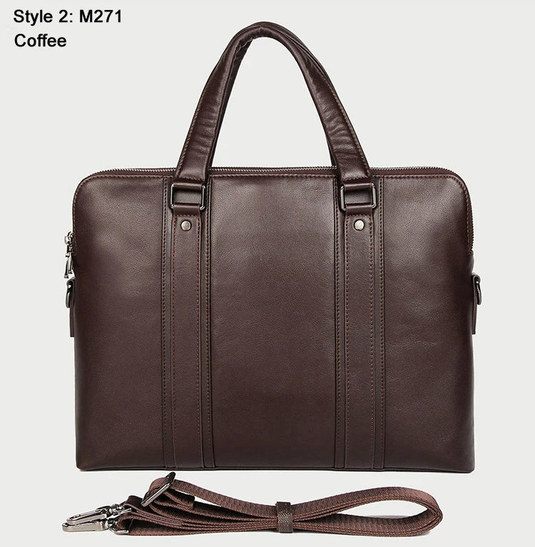 Genuine Leather Men's Briefcase – 15.6" Laptop & Business Bag
