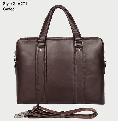 Genuine Leather Men's Briefcase – 15.6" Laptop & Business Bag