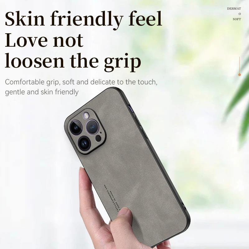 Soft Leather iPhone Case – Luxury Sheepskin Matte Cover