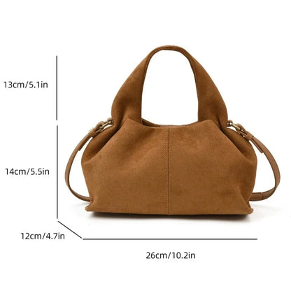 Designer Frosted Mini Handbag Luxury Women's Faux Suede Top-Handle Bags