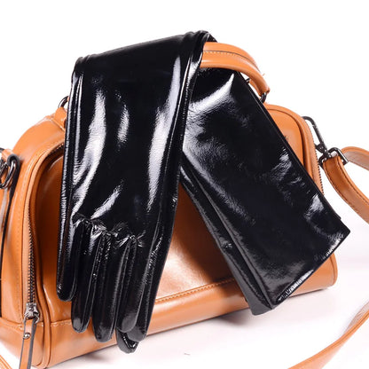 Patent Leather Long Gloves Women – Shiny Black Opera Evening Gloves