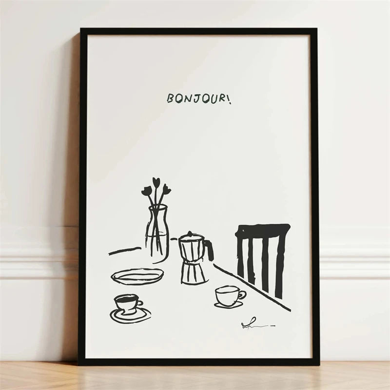 Wine & Dine Wall Art Poster – Retro Kitchen Print