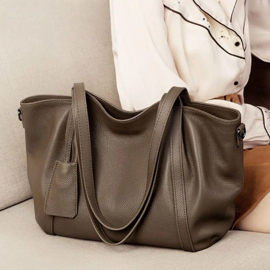 Genuine Leather Women's Large Tote Bag – Vintage Shoulder Handbag