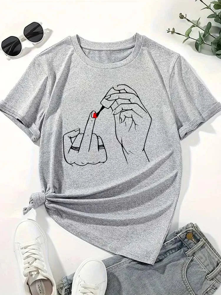 Funny Nail Polish Graphic Women's T-Shirt | Summer Casual Tee