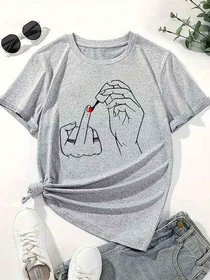 Funny Nail Polish Graphic Women's T-Shirt | Summer Casual Tee