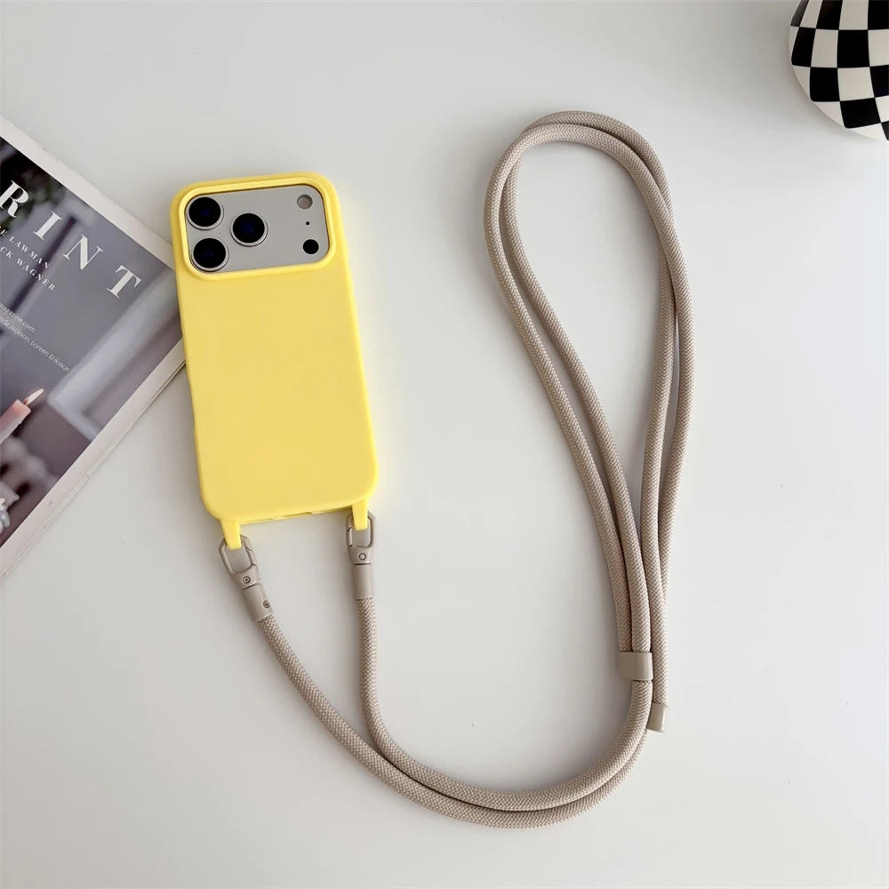 Crossbody Lanyard Silicone iPhone Case with Neck Cord Strap