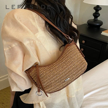 Woven Straw Crossbody Bag for Women – Boho Vacation Shoulder Bag