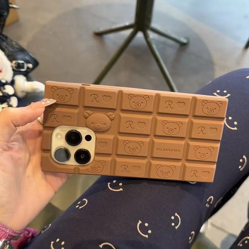 Rilakkuma 3D Chocolate Bar iPhone Case – Cute Soft Silicone