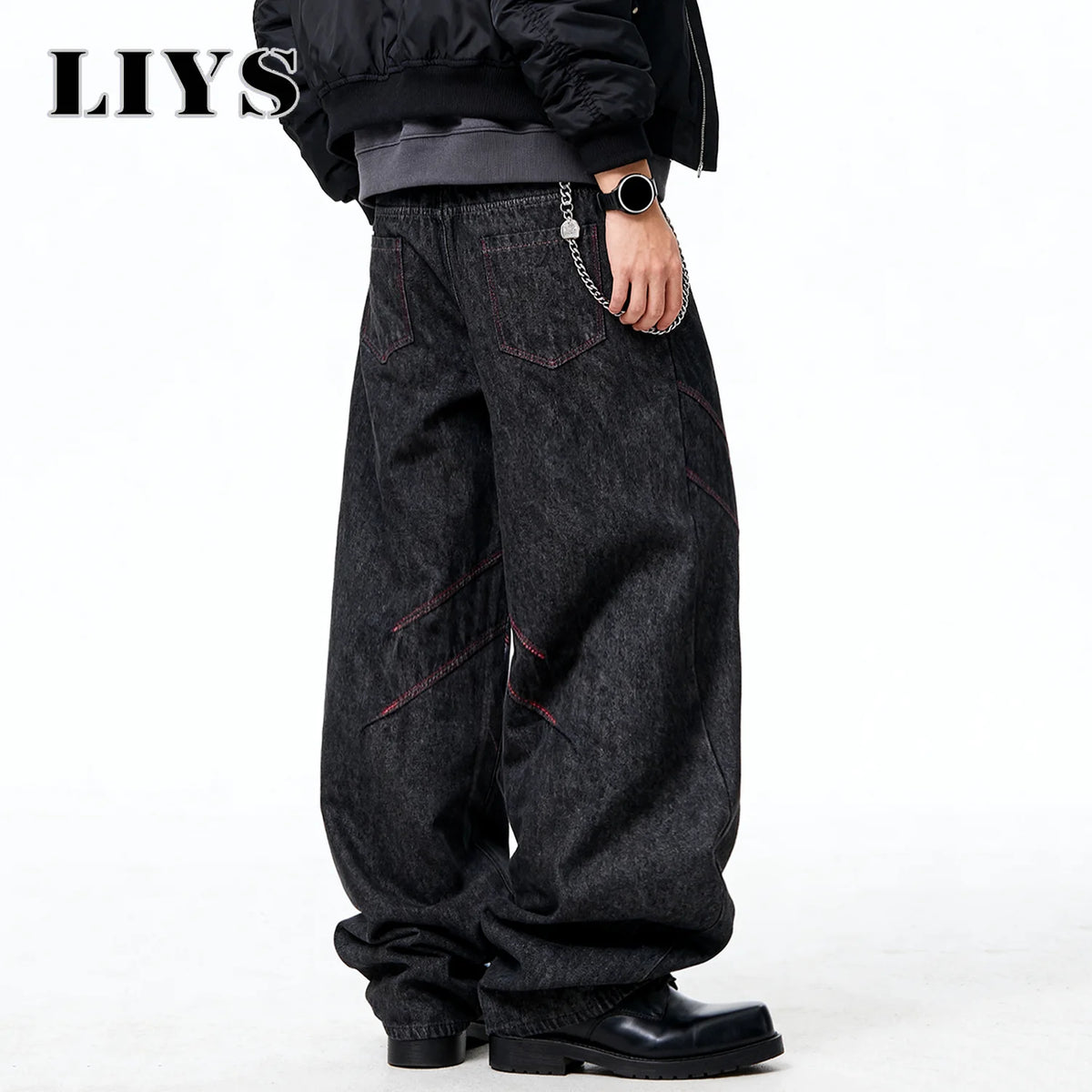 Black Baggy Wide Leg Jeans – Men's Retro Loose Denim
