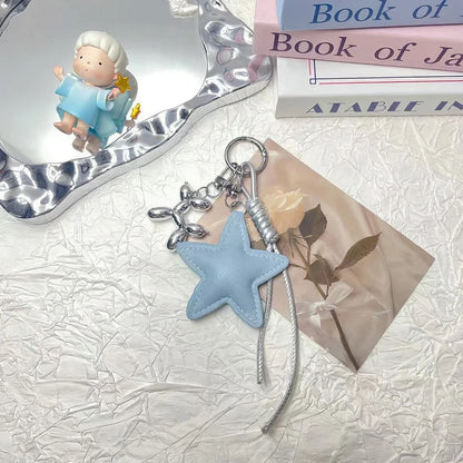 Fashion Leopard Starfish Keychain Cute Balloon Dog Leather Charm Women Maximalist Bag