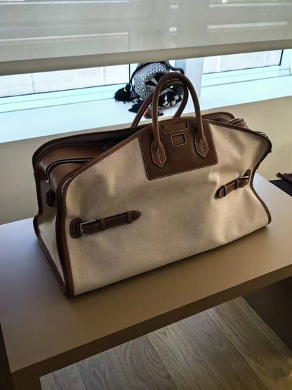 Large Capacity Travel Casual Tote Bag Women Luxury Leather Shoulder Canvas Bucket Handbag Office