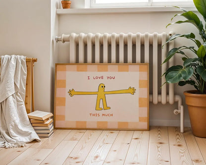 I Love You This Much Wall Art Print – Cute Hug Illustration Poster