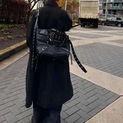 High Street Vintage Handbag Women New Rivet Large Capacity