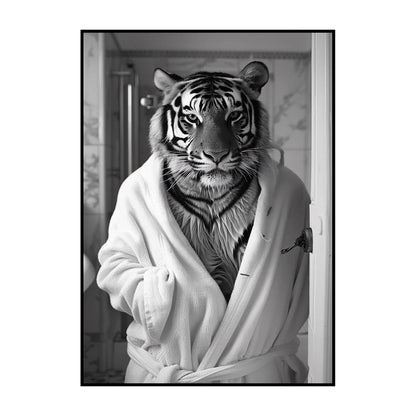 Funny Animal Bathroom Wall Art Poster – Quirky Wildlife in Bathrobe Print