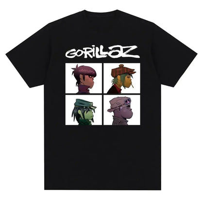 Gorillaz Graphic T-Shirt – 90s Punk Rock Band Tee Unisex