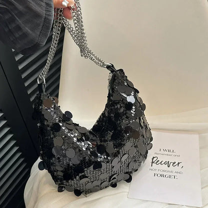 Korean Chain Sequins Crossbody Bag Evening Clutch Bag