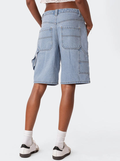 Denim Bermuda Shorts – Y2K Low Rise Wide-Leg Women's Jorts