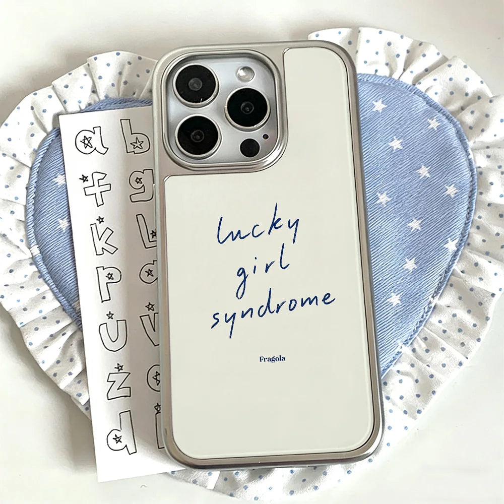 Lucky Girl Syndrome iPhone Case – Aesthetic Cream & Silver Cover