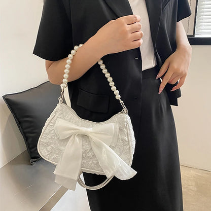 Pearl Female Bag Retro Luxury Designer Handbag Bow Crossbody Bags