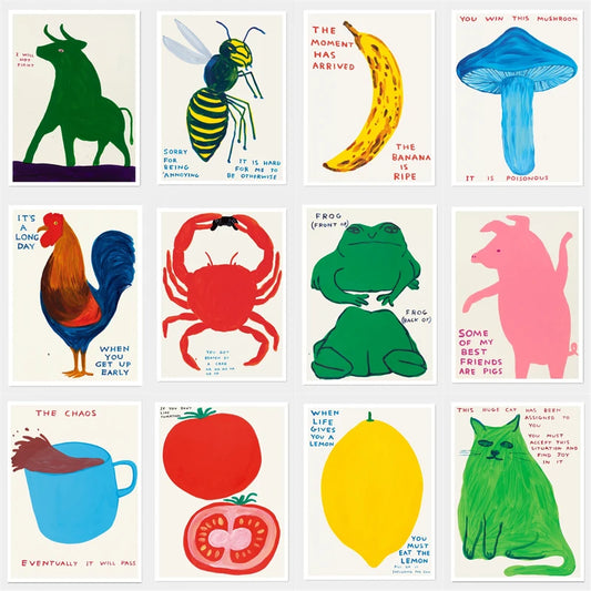 Vintage Colorful Poster Canvas Wall Art Prints – Retro Funny Animal Painting