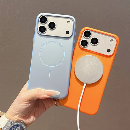 Metallic MagSafe iPhone Case – Ultra-Thin Glossy PC Cover for iPhone 11–17 Series
