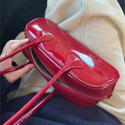 Red Underarm Bag Purse Women High Street Hot Girls Patent Leather