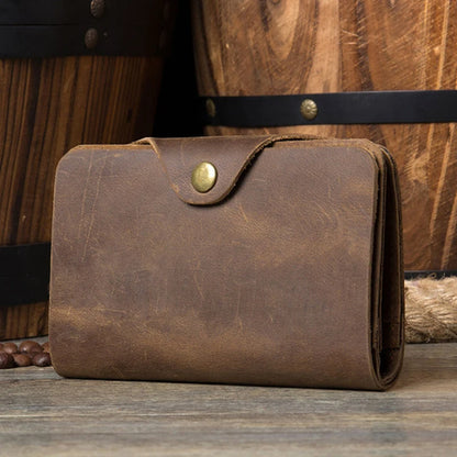 Men's Genuine Leather Long Wallet – Vintage Crazy Horse Clutch