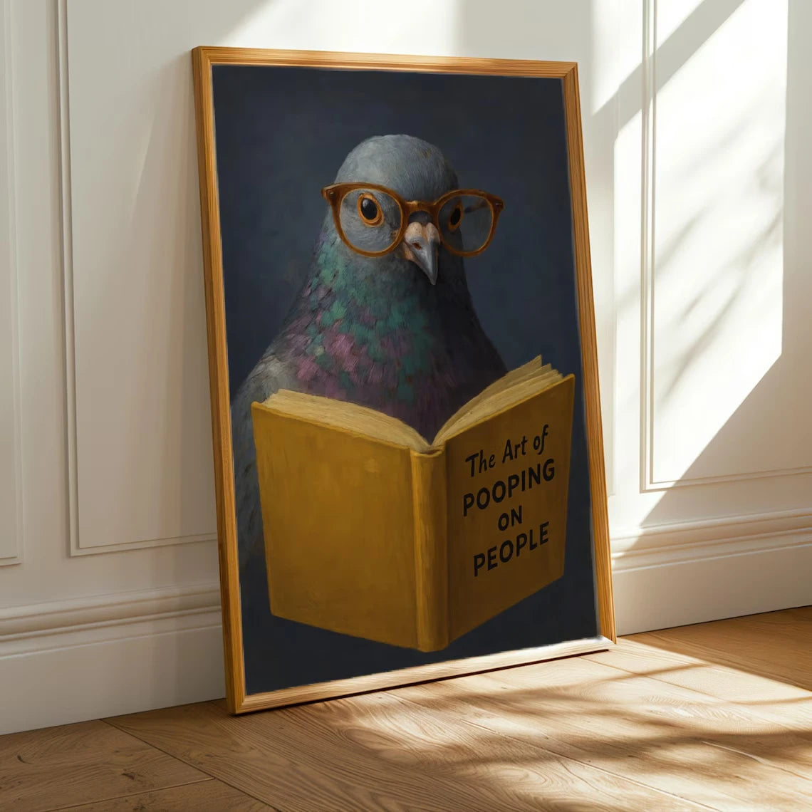 Funny Pigeon Wall Art – Humorous Bathroom Poster Print