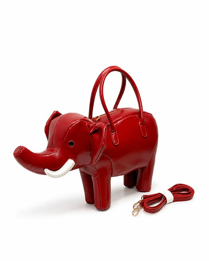 Creative Handbag Elephant Shape Shoulder Bag Pu Versatile Zipper Luxury Retro Casual Messenger