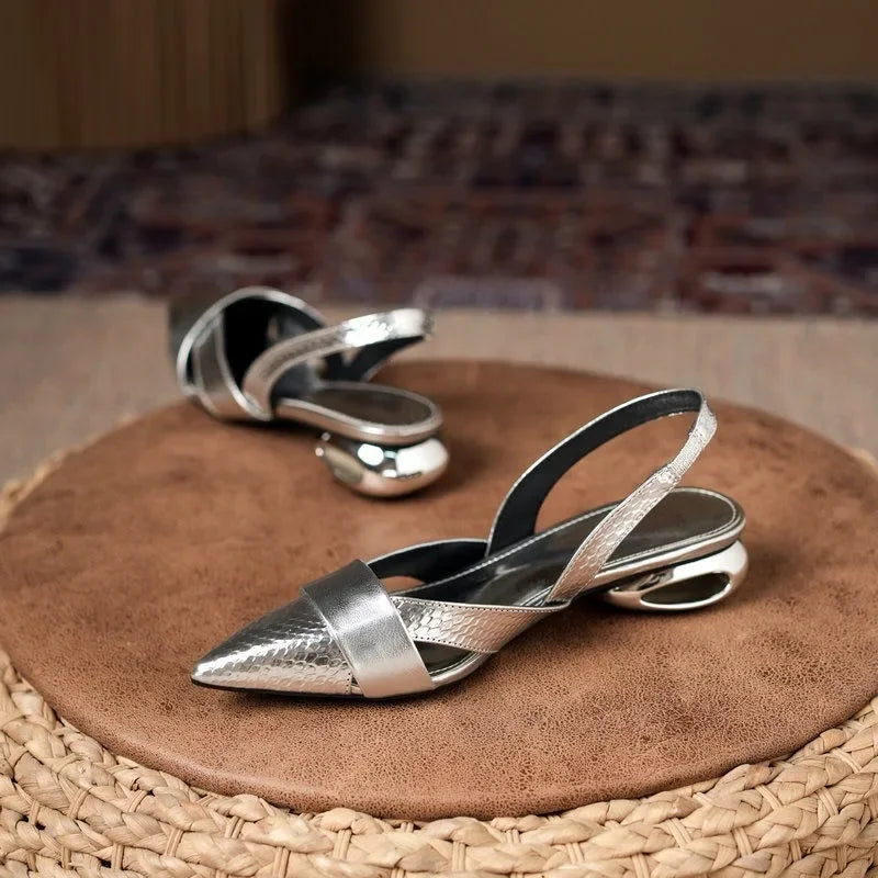 Patent Leather Women's Slingback Pumps – Low Heel Pointed Toe