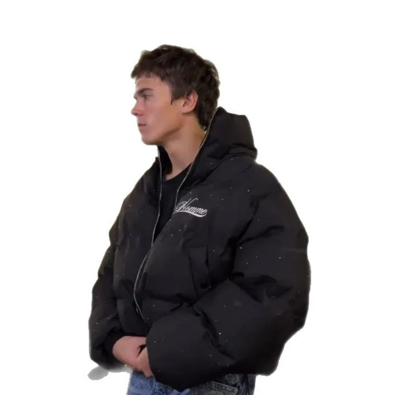 Men's Puffer Jacket Thick Warm Cotton-Padded Coat Harajuku Streetwear
