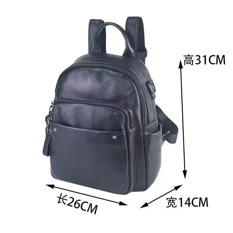 Genuine Cowhide Leather Backpack for Women | Retro Style