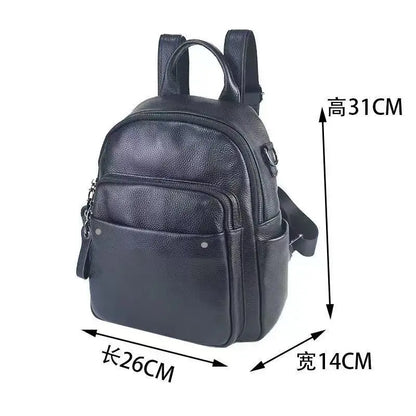 Genuine Cowhide Leather Backpack for Women | Retro Style