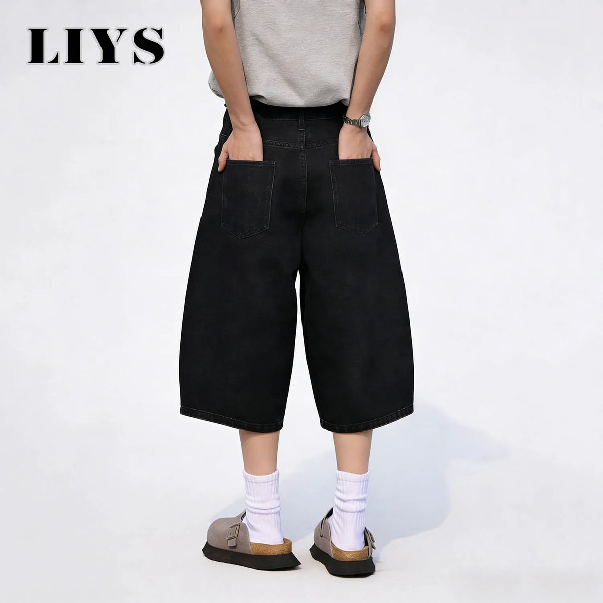 Baggy Black Denim Shorts – Wide Leg Unisex Streetwear