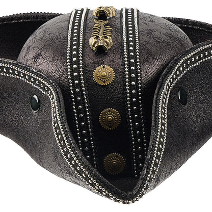 Pirate Tricorn Hat – PU Leather Halloween Cosplay Cap