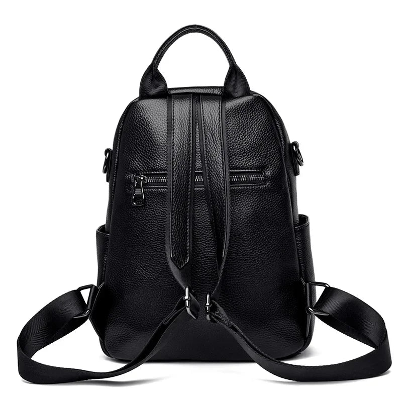 Genuine Leather Women's Backpack – Luxury Cowhide Casual Bag