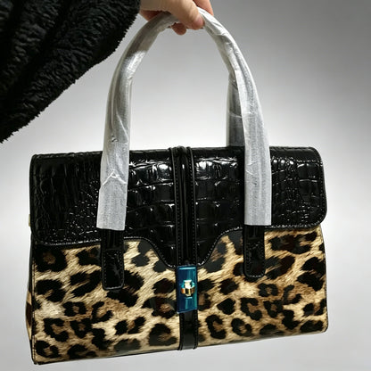Leopard Patent Leather Shoulder Bag for Women – Luxury Handbag