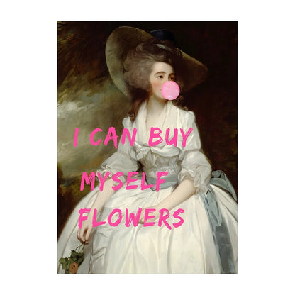 Bubble Gum Baroque Portrait Wall Art Poster – Vintage Altered Art Print