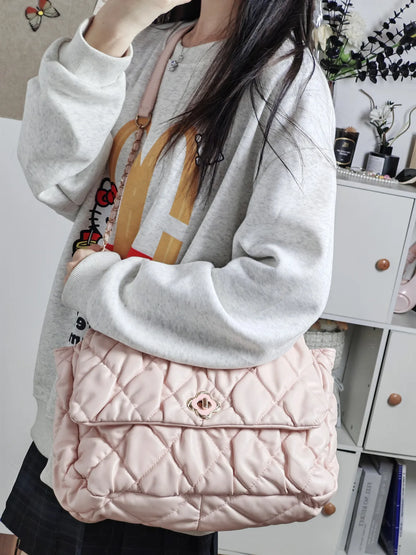 Sweet Cute Pink Women High Street Leather Y2k Underarm Bag