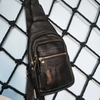 Genuine Leather Men's Sling Bag & Chest Pack