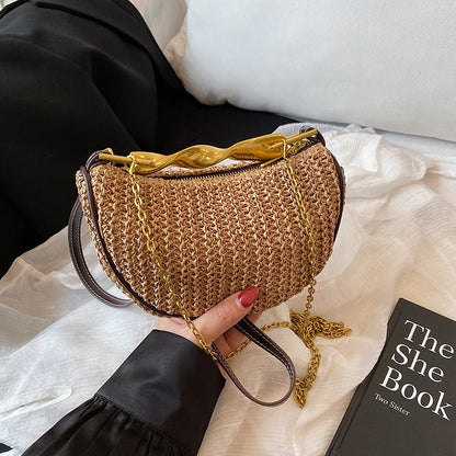 Straw Weave Crossbody Bag – Luxury Small Summer Bag for Women