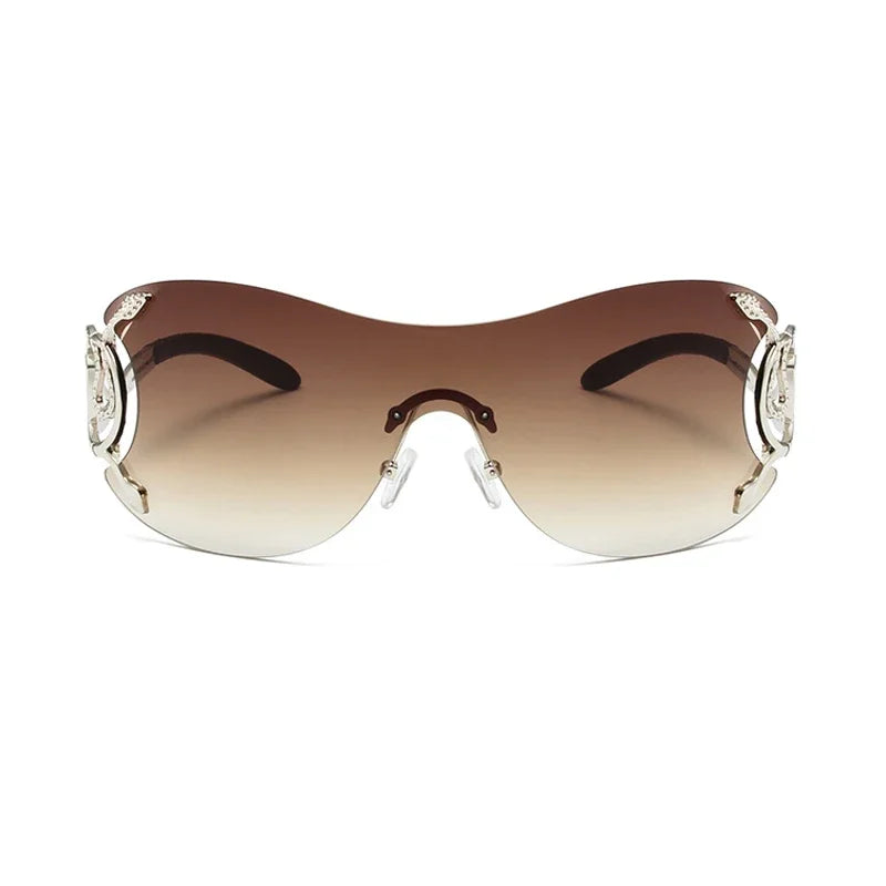 Y2K Rimless Sunglasses – Women's Gradient Wrap Shield