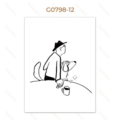 Minimalist Black and White Line Art Canvas Wall Art Print