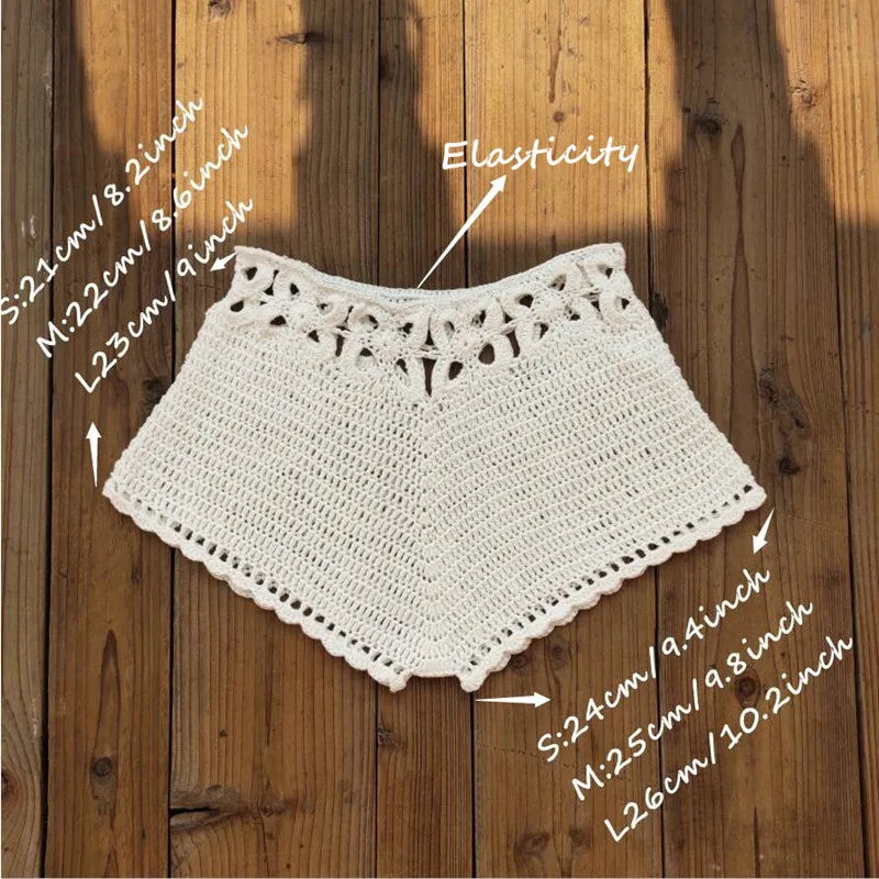 Crochet Swim Shorts Women – Cutout Beach Cover Up Bottoms